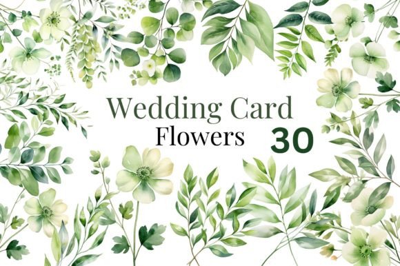 Download Green Wedding Watercolor Flowers Bundle - Premium Resources