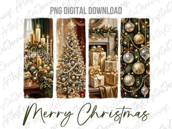 Download Elegant Gold Christmas Brushstroke PNG - Premium Bundle